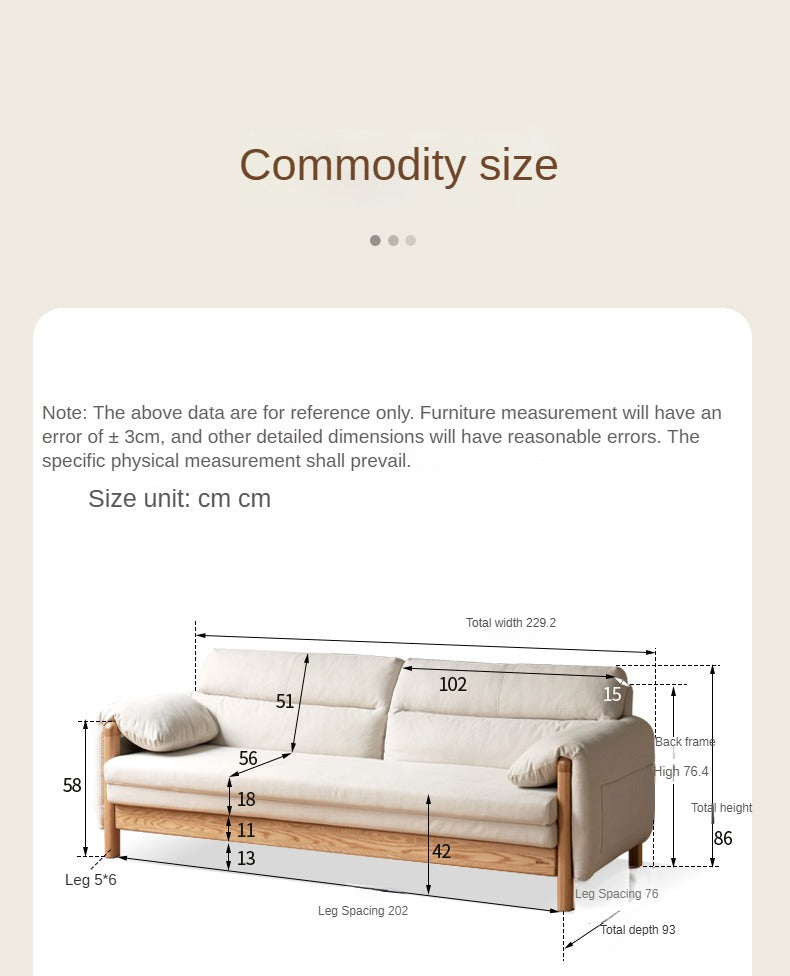 Oak Solid Wood Sitting and Sleeping Retractable Sofa Bed