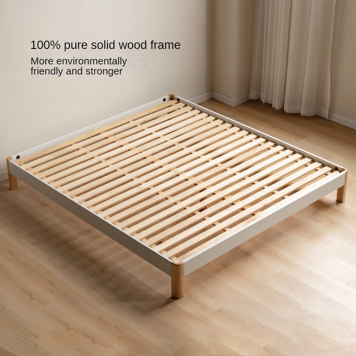 Poplar Solid Wood platform bed, headboard-free Bed milk candies<