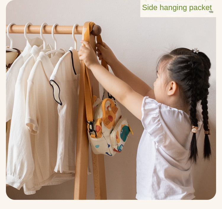 Beech Solid Wood Children's Hanger Floor Storage Rack