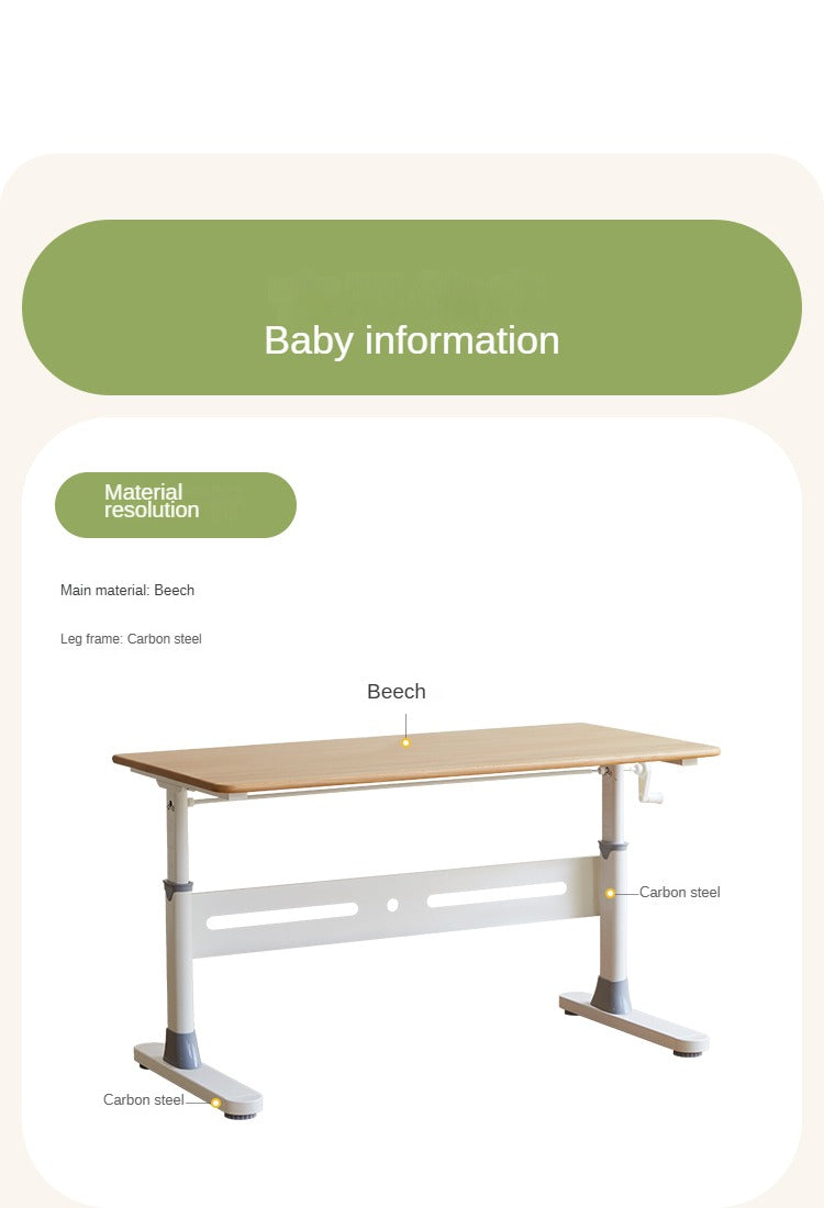 Beech Solid Wood Children's Liftable Desk