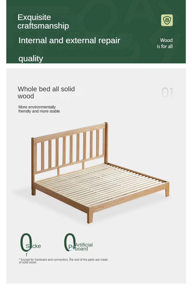 Oak Solid Wood Grille Bed Small Soft Bed