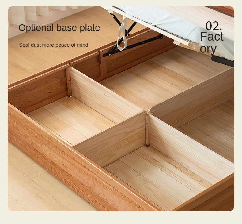 Cherry Solid Wood Box Storage Bed