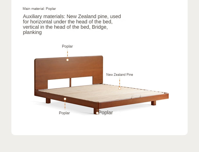 Poplar solid wood retro edge bed<