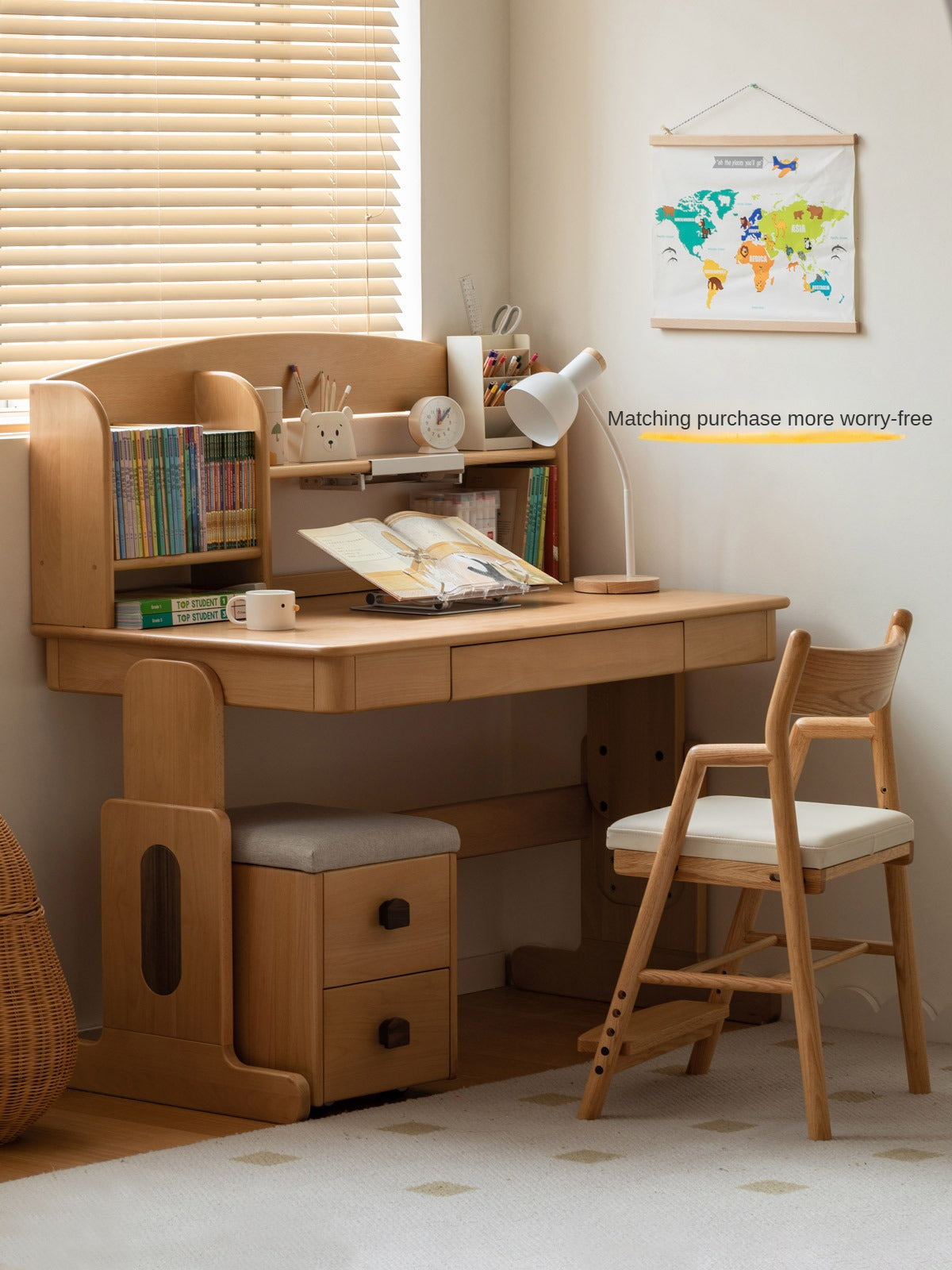 Beech Solid Wood Children's Lifting Desk