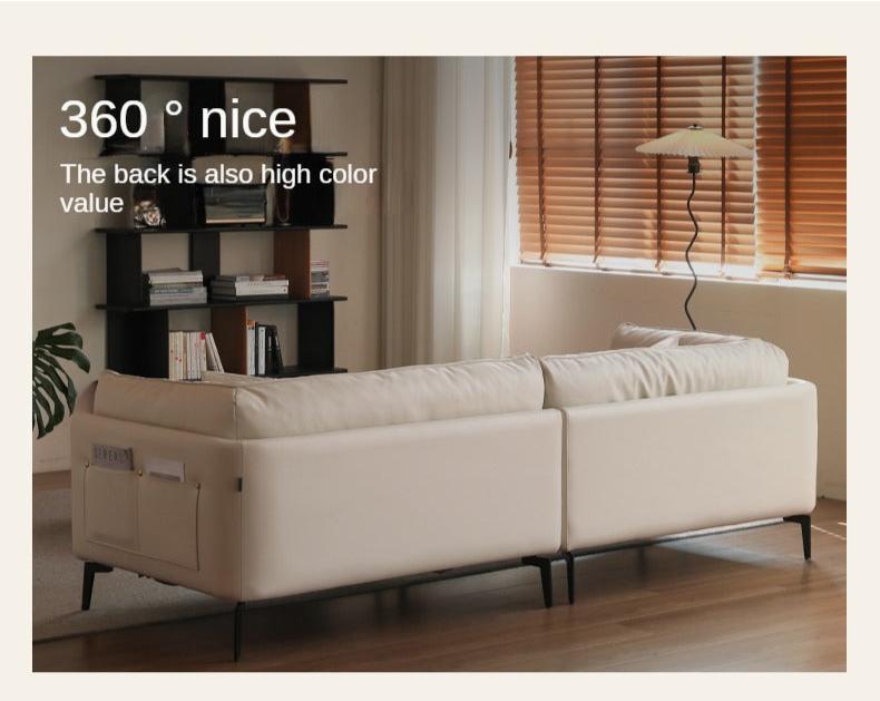 Fabric Straight Italian Down Sofa Cream Style