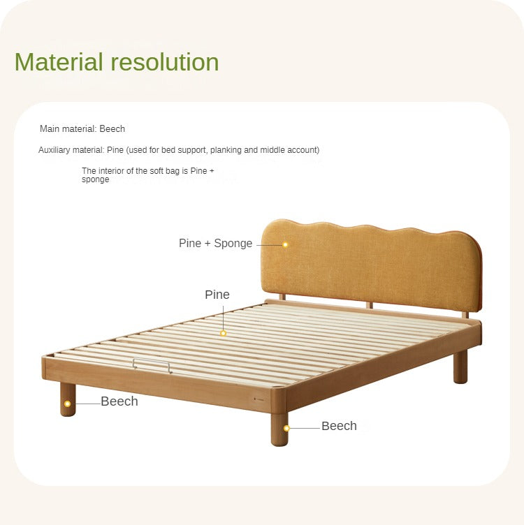 Beech Solid Wood Children's Modern Soft Bed