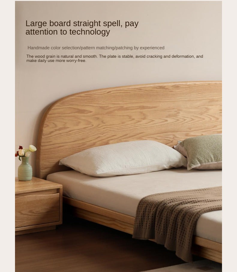 Oak Solid Wood Bed Modern Simple