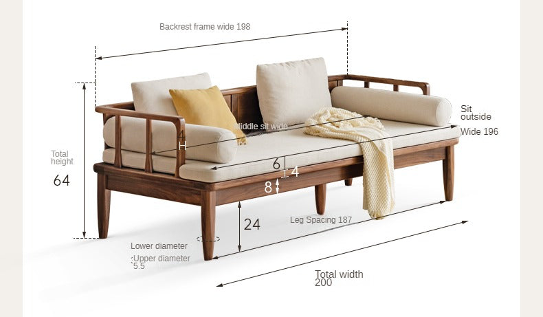 Black walnut solid wood winter and summer dual-use sofa