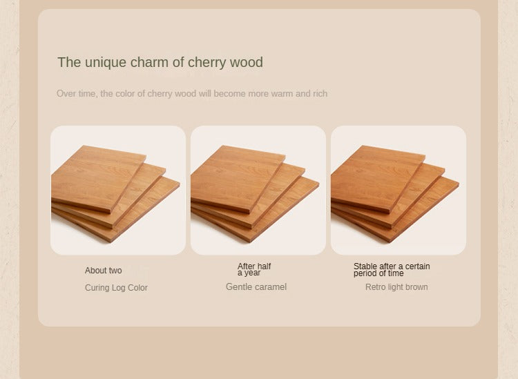 Cherry Solid Wood Soft Bed Retro