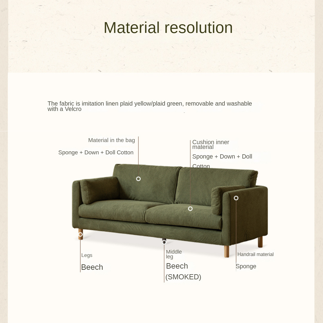 Fabric Straight Sofa Modern Simple