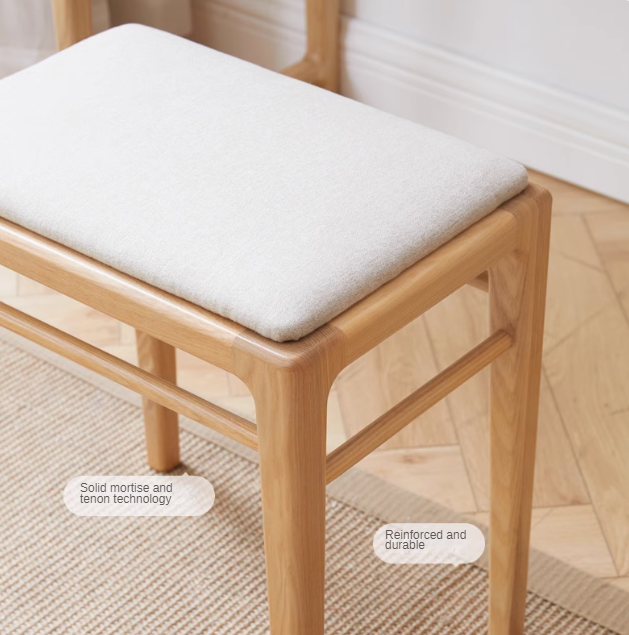 Ash solid wood Nordic soft makeup stool