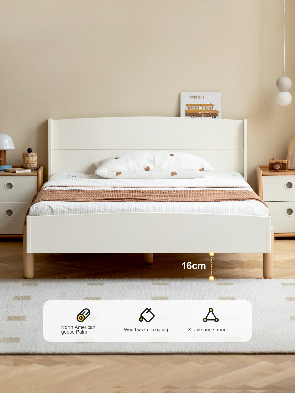 Poplar Solid wood bed for boy and girl"