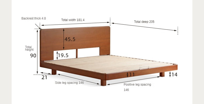 Poplar solid wood retro edge bed<