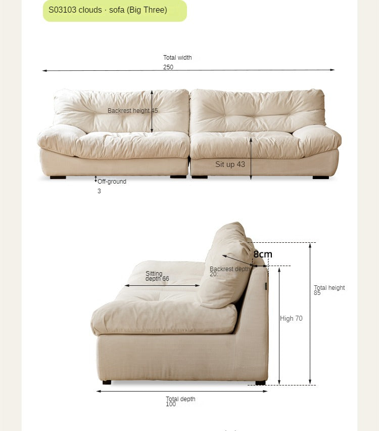 Living room Furniture Set Fabric Sofa White Cream Style