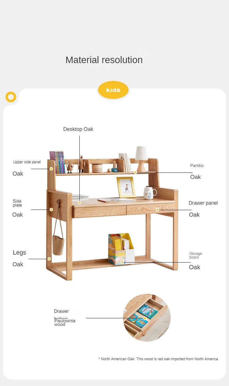 Beech, Oak Solid Wood Children's Desk