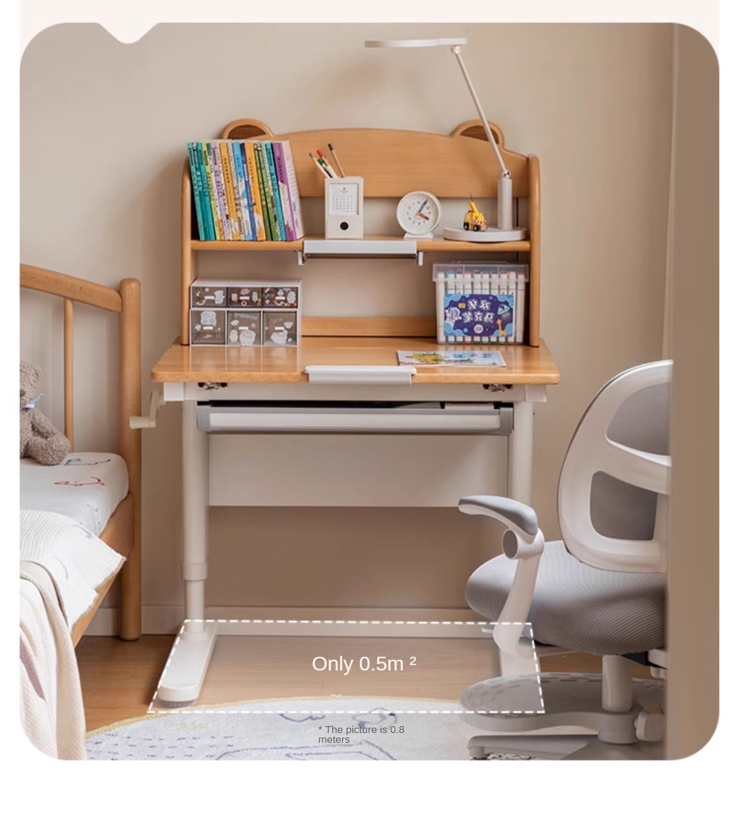 Beech Solid Wood children's Lifting Study Desk