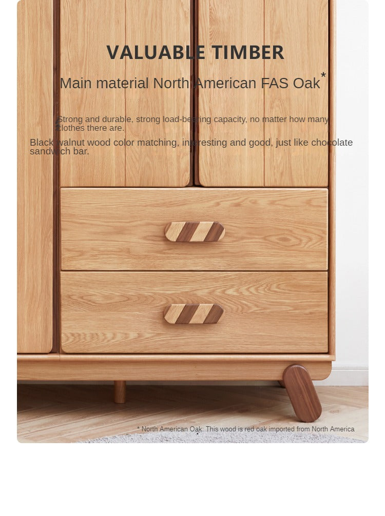 Oak Solid Wood Children's Wardrobe Modern