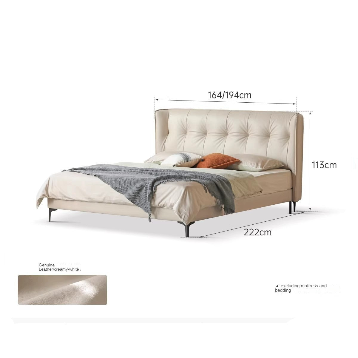 Genuine Leather Light Luxury Edge Bed, Wedding Bed"