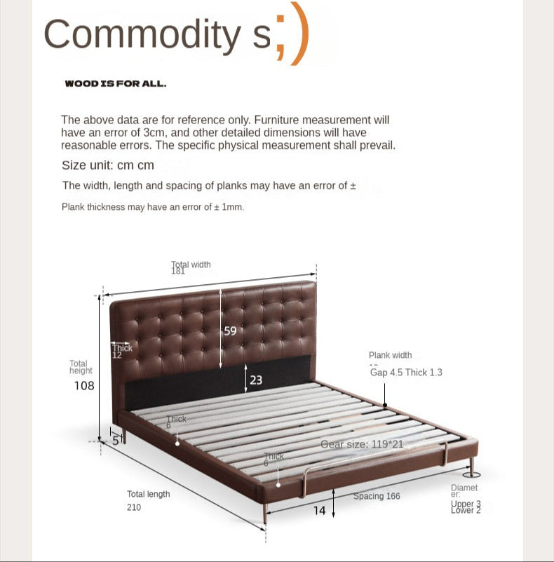 Genuine Leather Soft Covered Bed