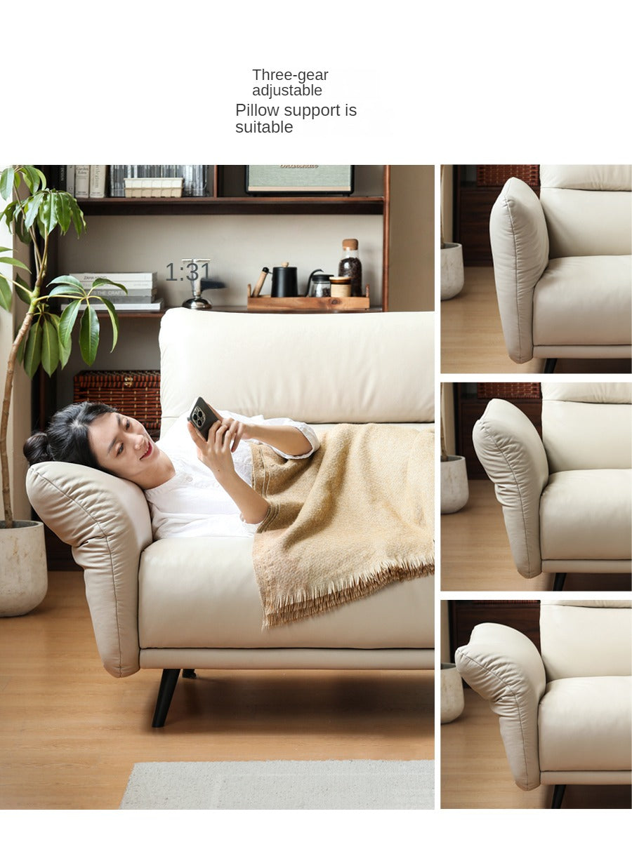 Genuine leather sofa cream style, cowhide upholstered sofa "