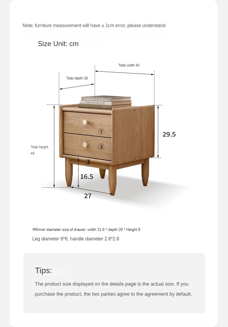 Ash Solid Wooden nightstand-