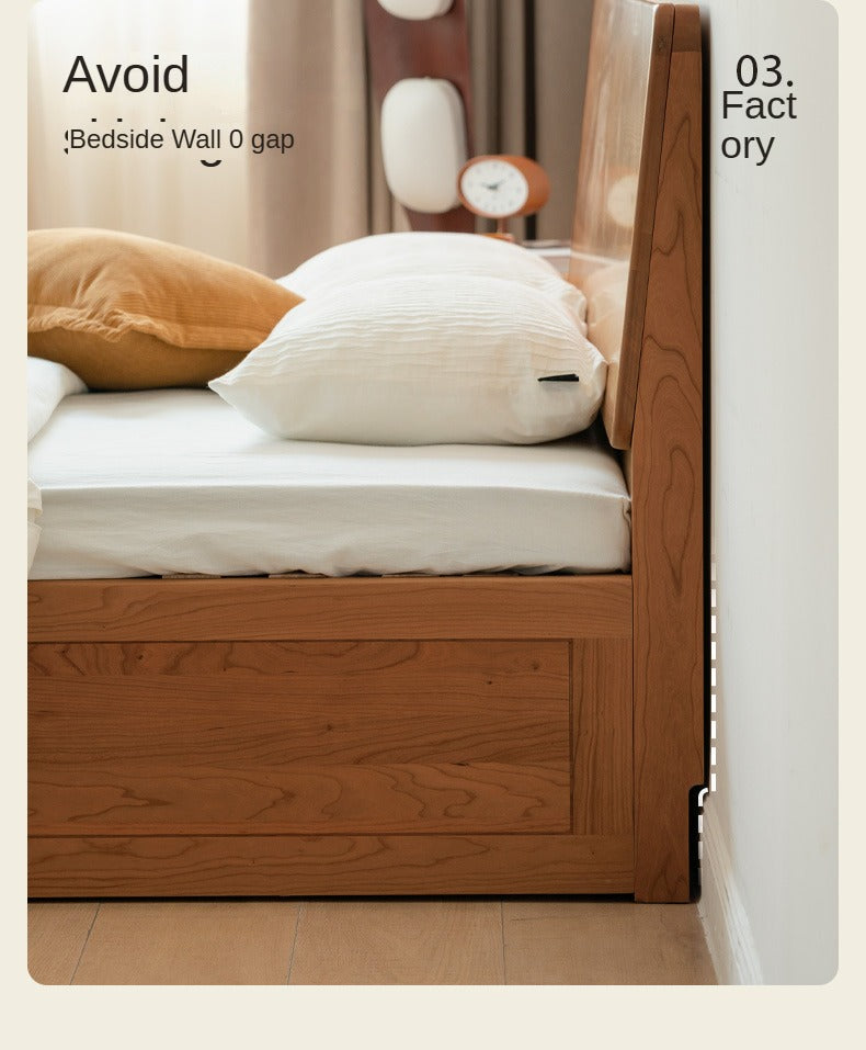 Cherry Solid Wood Box Storage Bed