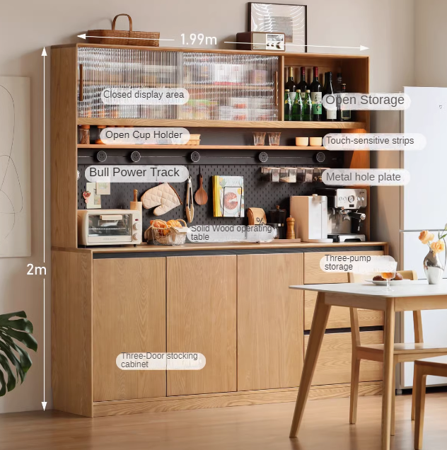 Ash Solid Wood Modern Floor Storage Sideboard