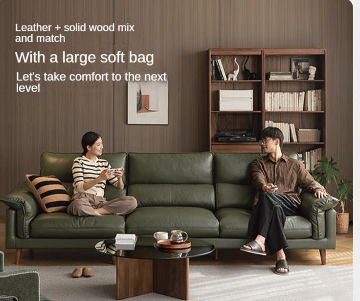 Leather first layer cowhide straight sofa