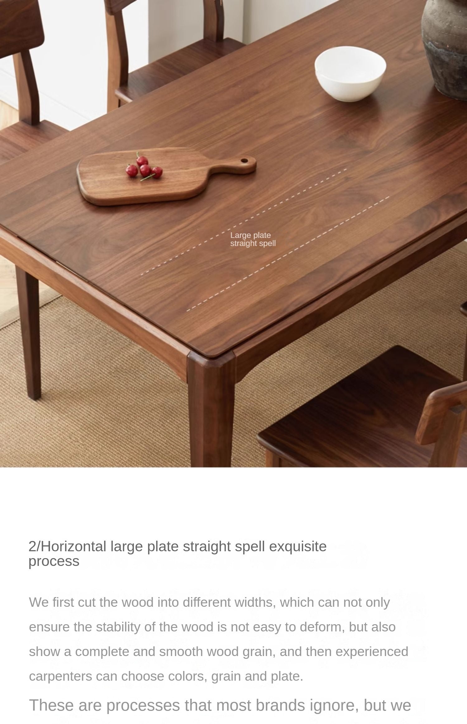 Black walnut solid wood modern light luxury Nordic dining table