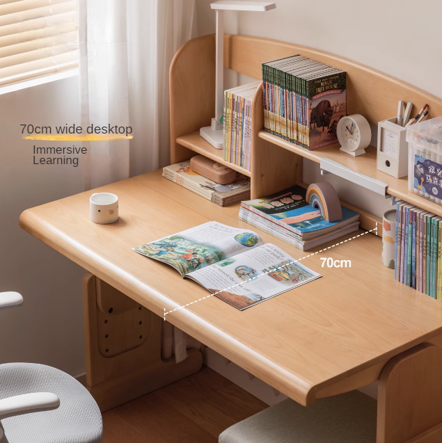 Beech Solid Wood Children's Liftable Study Table