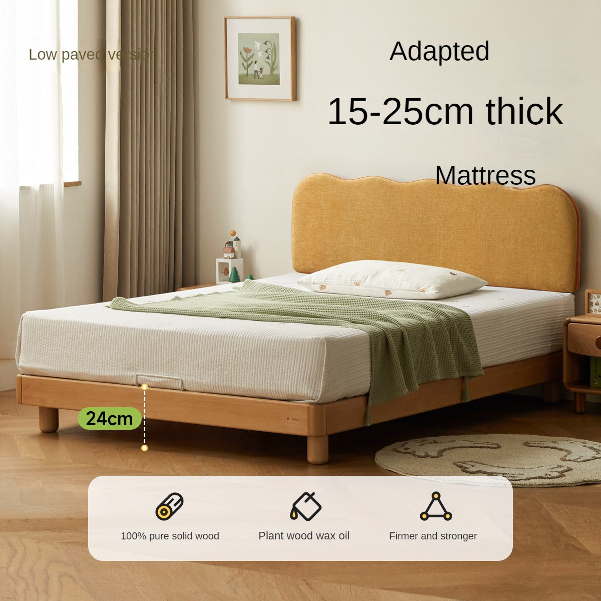 Beech Solid Wood Children's Modern Soft Bed