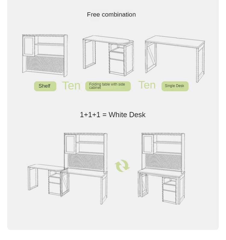 Oak solid Wood Bookshelf Integrated Corner Folding Desk