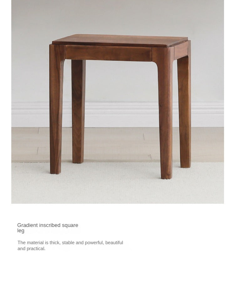 Black Walnut Solid Wood Square Nordic Makeup Stool