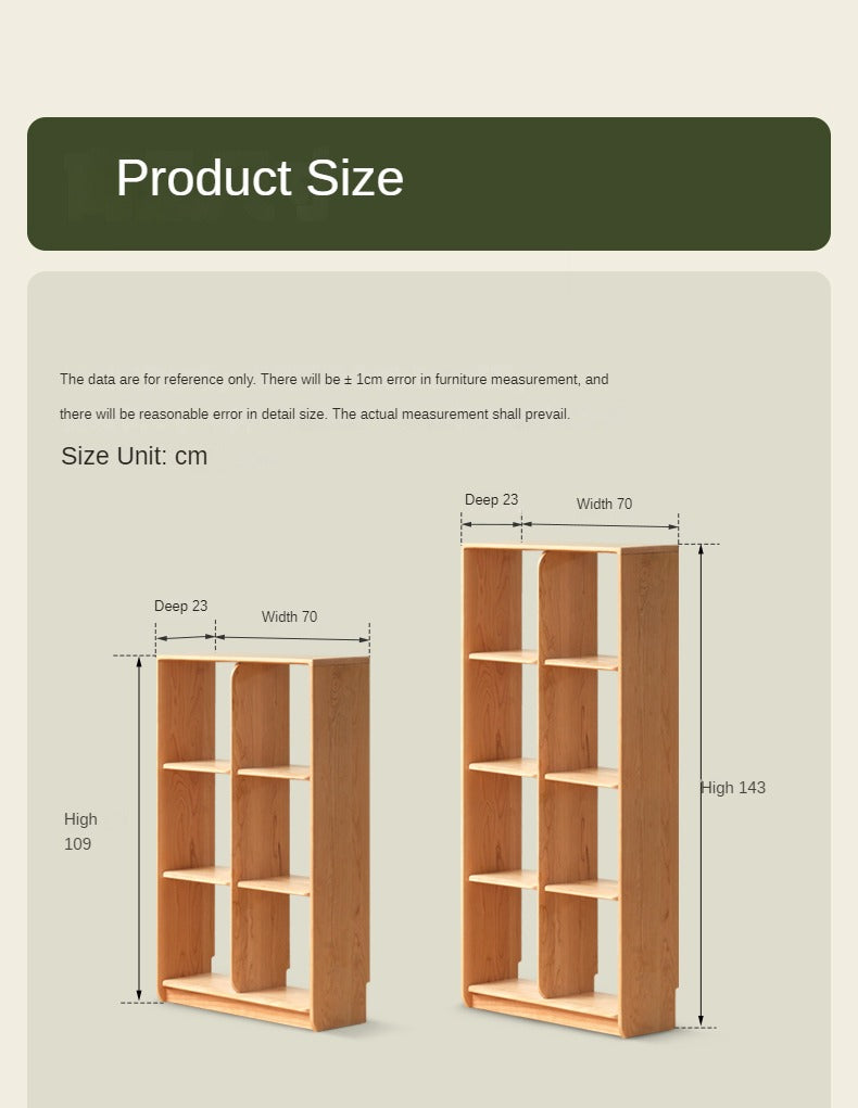 Cherry solid wood bookcase floor display free lattice combination<