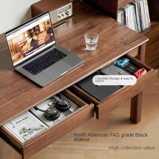 Black walnut, ash, oak solid wood modern writing desk