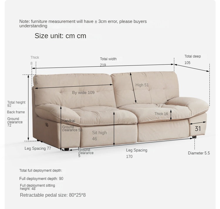 Fabric sofa Italian minimalist white cloud sofa