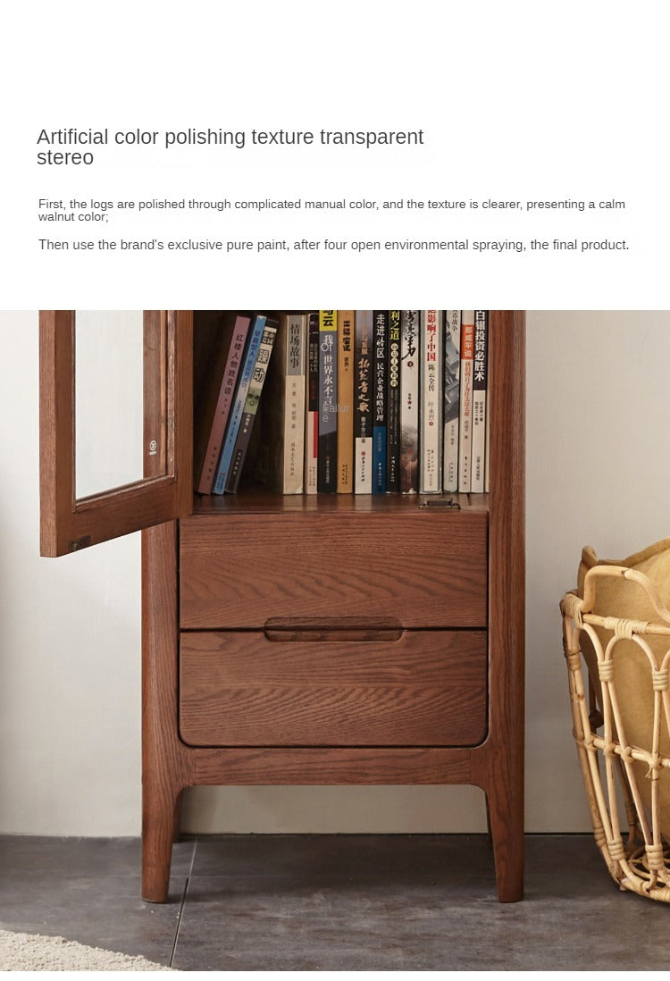 Oak solid wood side cabinet display storage -