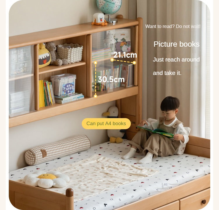 Beech Solid Wood Children's Cabinet Integrated Bed