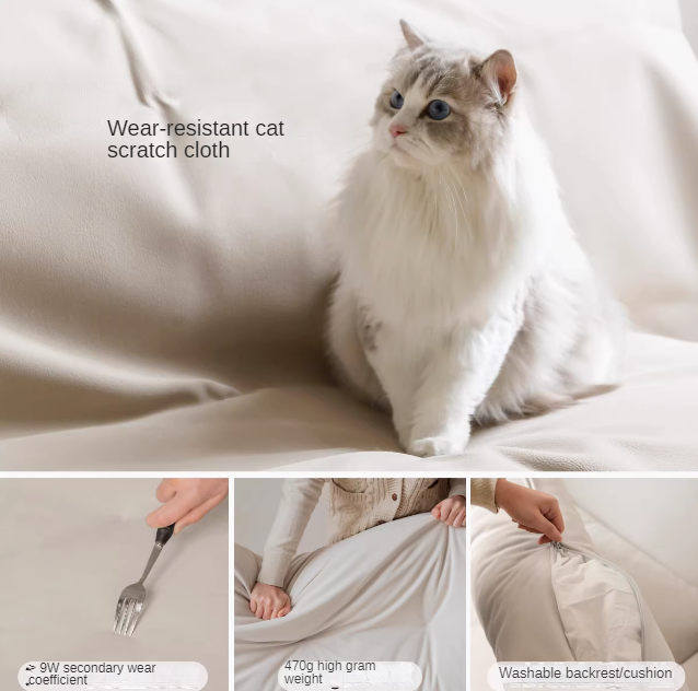 Oak Solid Wood Cream Style Cat Scratching Cloth Sofa