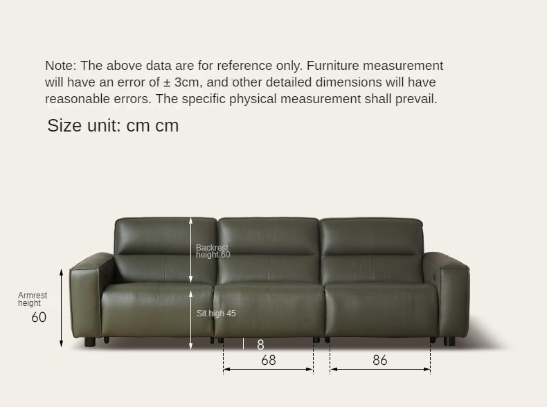 Leather electric tofu block dual-use straight sofa