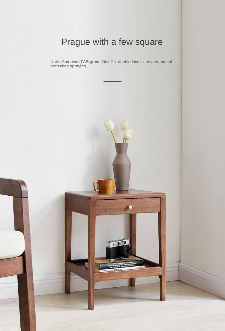 Oak, black walnut solid wood side cabinet