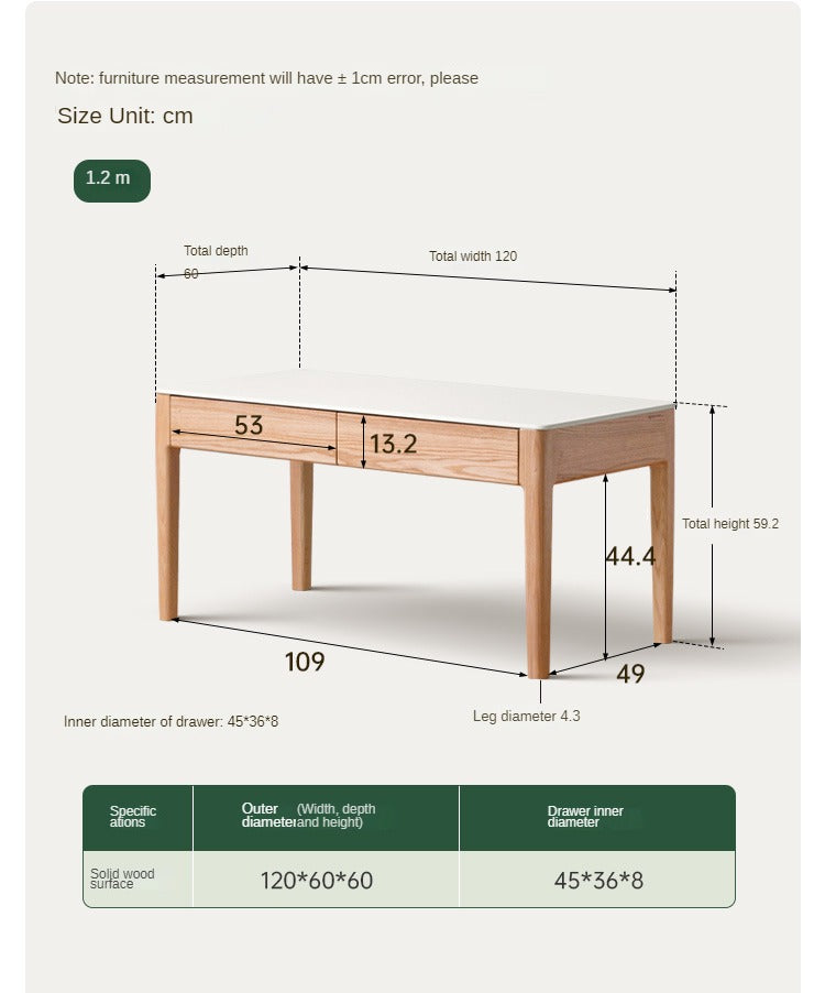 Oak Solid wood high slate coffee table "