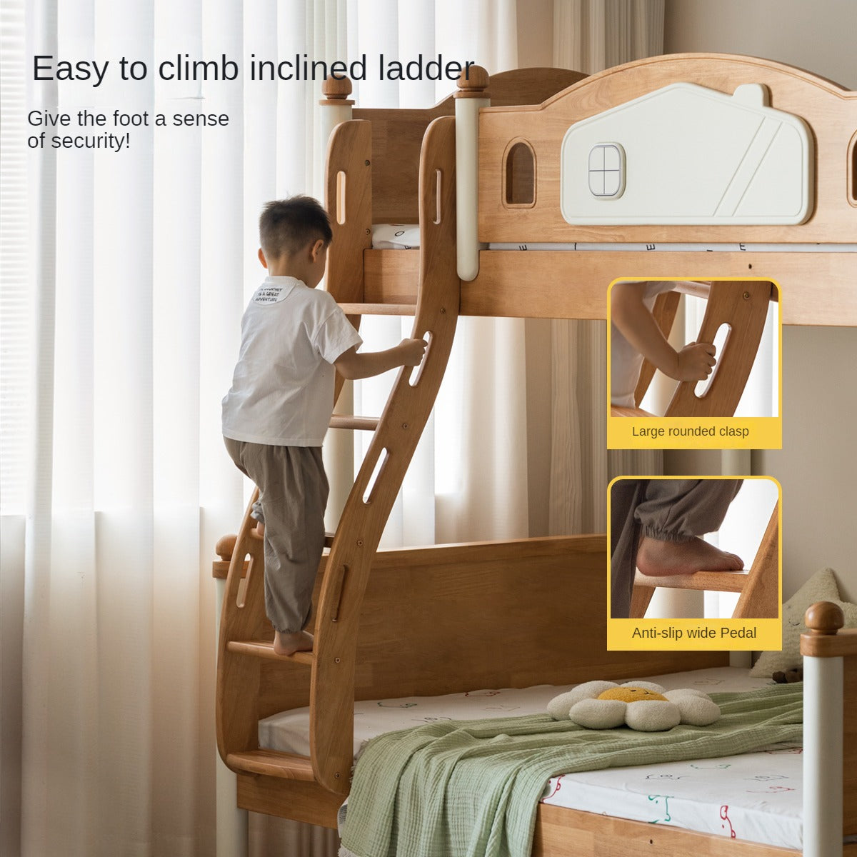 Rubber Solid Wood Children's Bunk Bed