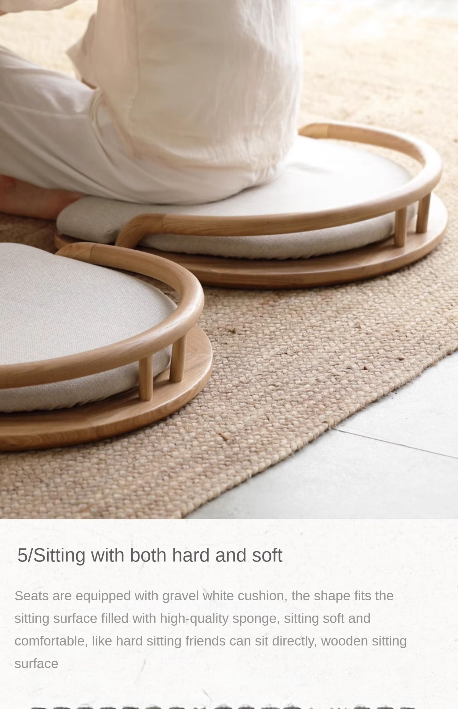 Ash solid wood backrest legless low tatami chair