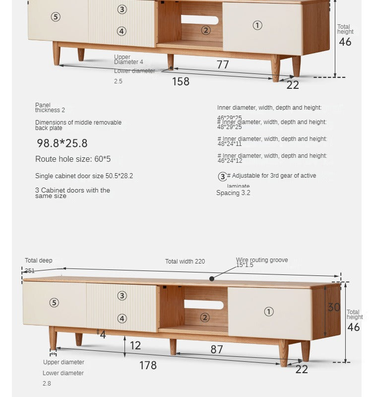 Oak solid wood modern storage TV cabinet-