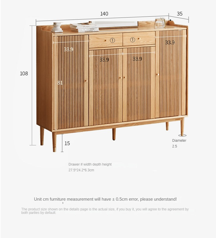 Oak Solid Wood Modern Nordic Storage Shoe Cabinet