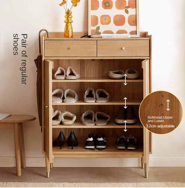 Oak Solid Wood Modern Nordic Storage Shoe Cabinet