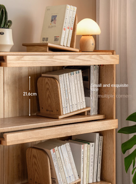 Oak Solid Wood Modern Desktop Small Bookshelf