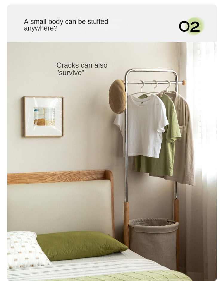 Oak Solid Wood Mobile Clothes and Hat Rack<