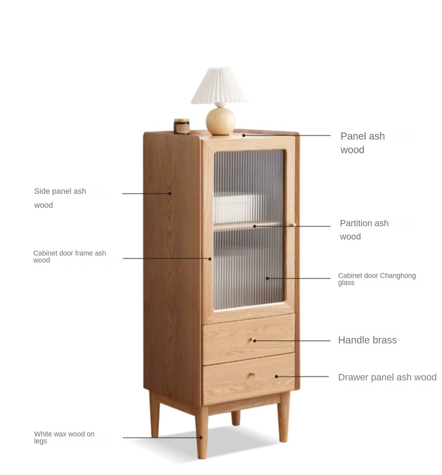 Ash solid wood narrow side cabinet-